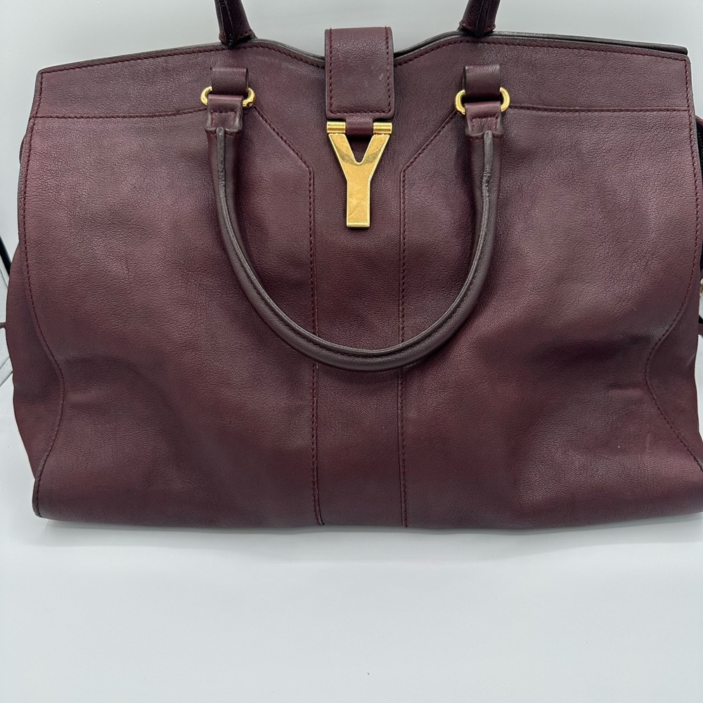 Yves Saint Laurent Vintage Top Handle Cabas Chyc Bag Burgundy Leather - Picture 6 of 7
